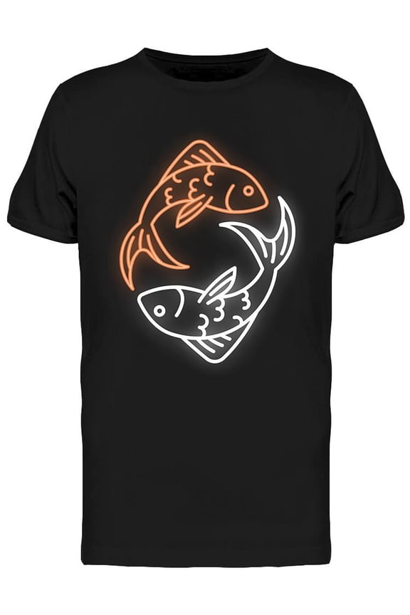 Mens Graphic Tee - Pisces Zodiac Sign Design - Regular Fit 100% Cotton