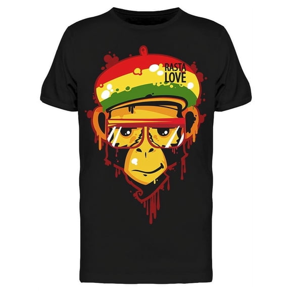 Smartprints Mens Graphic Tee - Rasta Monkey - Regular Fit 100% Cotton