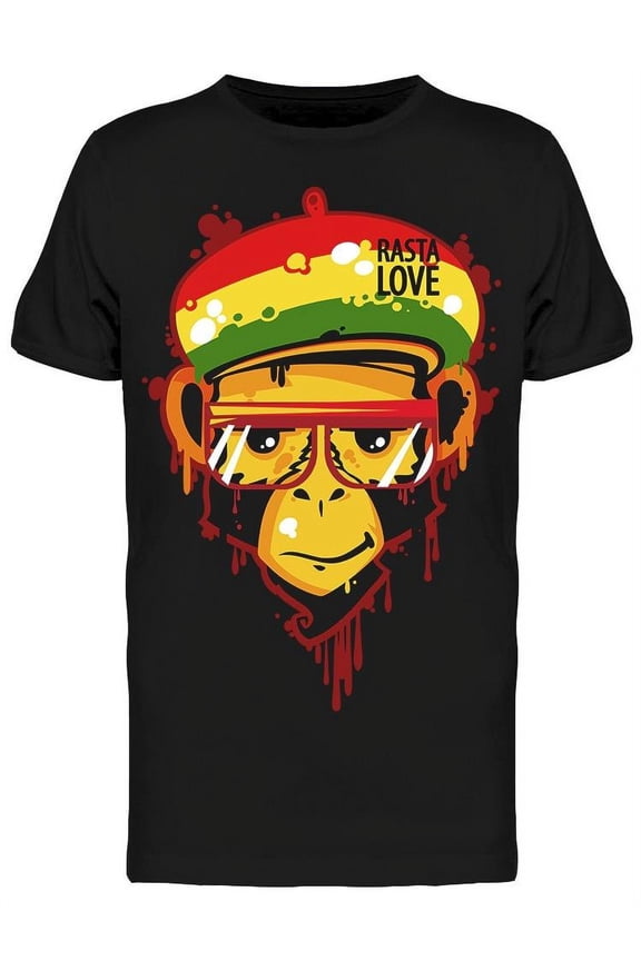 Mens Graphic Tee - Rasta Monkey - Regular Fit 100% Cotton
