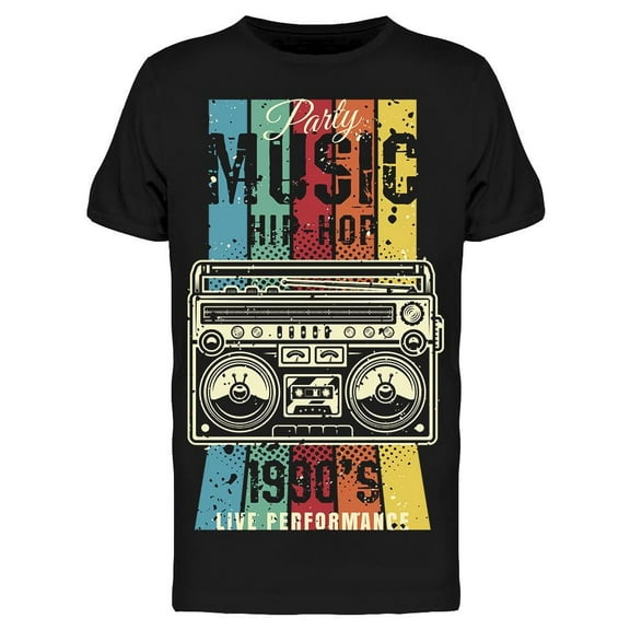 Smartprints Mens Graphic Tee - Retro Party 1990s Hip Hop - Regular Fit 100% Cotton