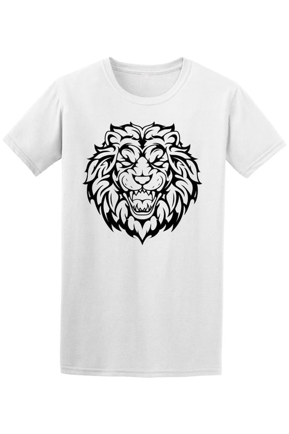 Mens Graphic Tee - Roaring Lion Tribal Tattoo - Regular Fit 100% Cotton