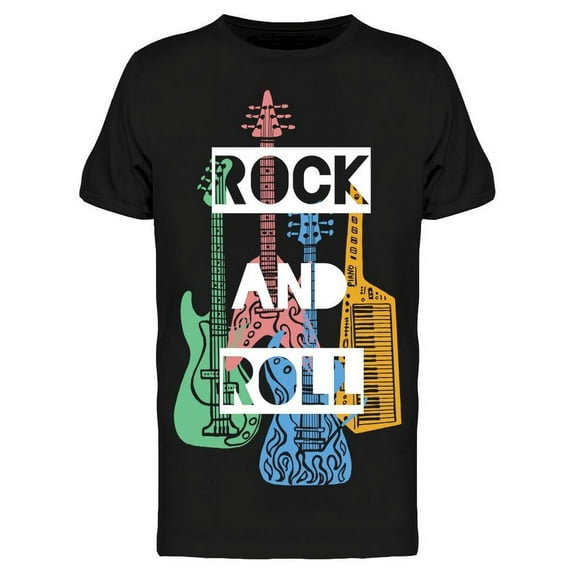 Smartprints Mens Graphic Tee - Rock And Roll Music Instruments - Regular Fit 100% Cotton