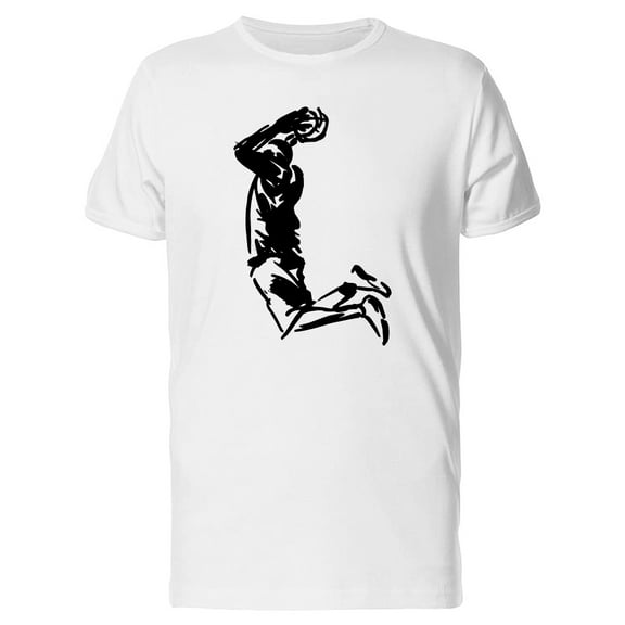 Smartprints Mens Graphic Tee - Sketch Of Dunking Basketball - Regular Fit 100% Cotton