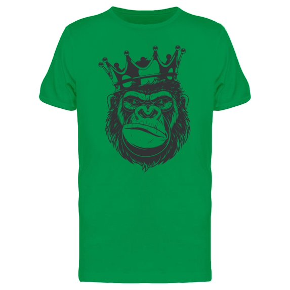 Smartprints Mens Graphic Tee - Smirking Gorilla King B&W - Regular Fit 100% Cotton