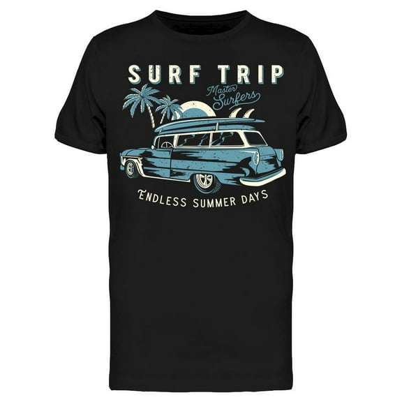 Smartprints Mens Graphic Tee - Surf Trip Vintage Car - Regular Fit 100% Cotton