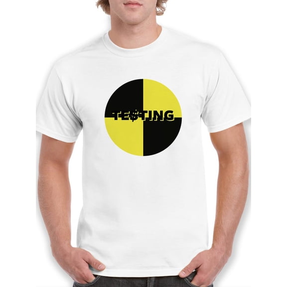 Smartprints Mens Graphic Tee - Testing Circle Black And Yellow - Regular Fit 100% Cotton