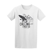 Smartprints Mens Graphic Tee - The River Is Calling Kayak Club - Regular Fit 100% Cotton