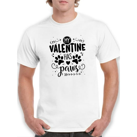 Smartprints Mens Graphic Tee - Valentine Has Paws - Regular Fit 100% Cotton