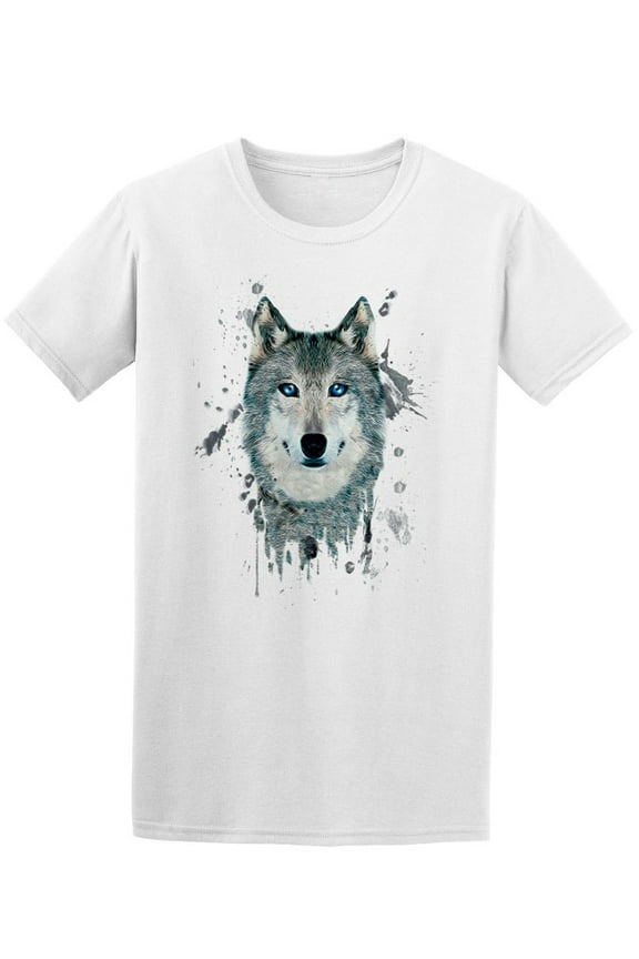 Mens Graphic Tee - Watercolor Wild Wolf Graphic - Regular Fit 100% Cotton