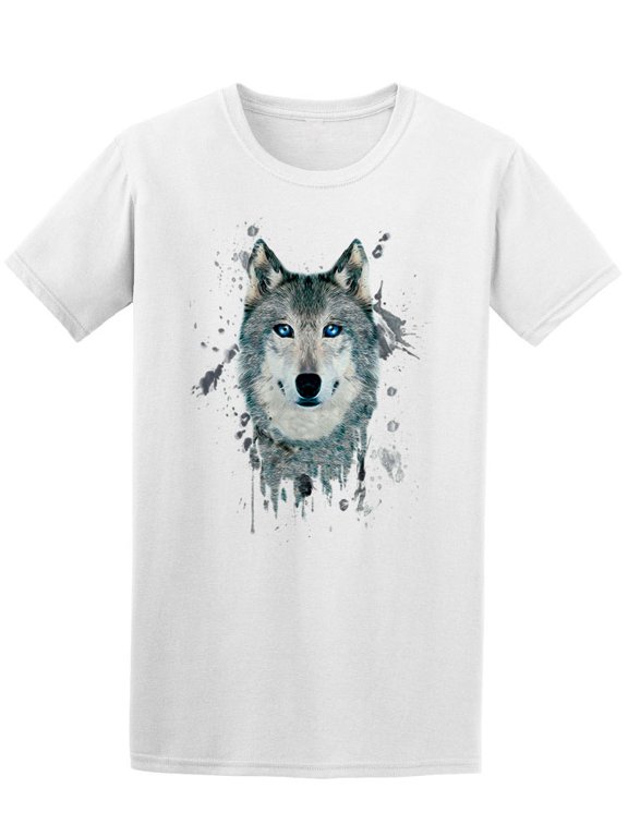 Mens Graphic Tee - Watercolor Wild Wolf Graphic - Regular Fit 100% Cotton