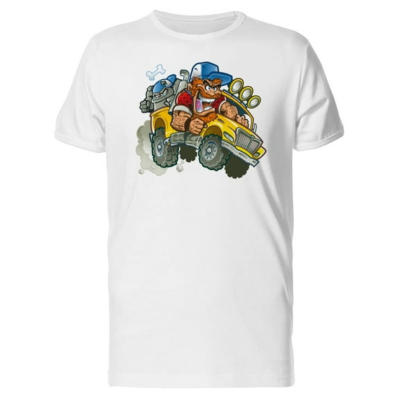 Smartprints Mens Graphic Tee - Wild Crazy Monster Truck Driver - Regular Fit 100% Cotton