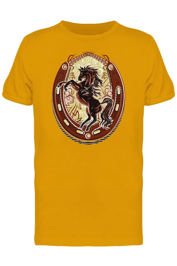 Mens Graphic Tee - Wild Horse Western Doodle - Regular Fit 100% Cotton