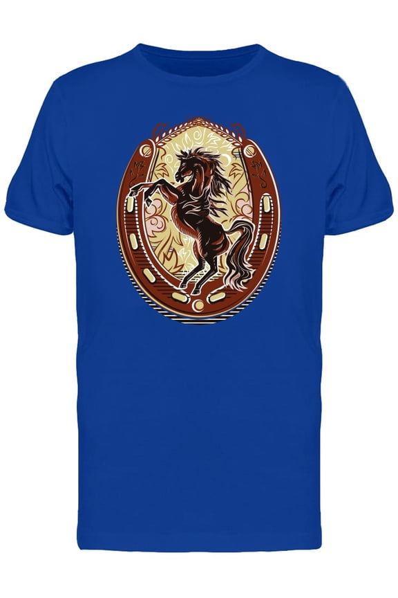Mens Graphic Tee - Wild Horse Western Doodle - Regular Fit 100% Cotton