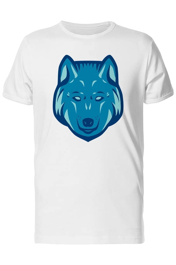 Mens Graphic Tee - Wolf Head Blue Logo - Regular Fit 100% Cotton
