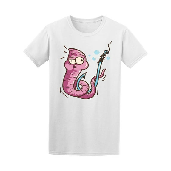 Smartprints Mens Graphic Tee - Worm On Fishing Hook - Regular Fit 100% Cotton