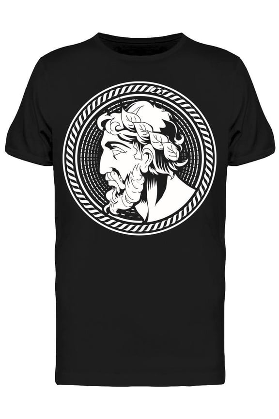 Mens Graphic Tee - Zeus Head Encircled - Regular Fit 100% Cotton