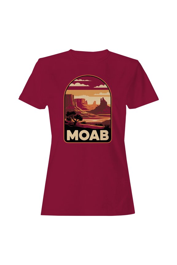 Moab Desert Landscape Retro Sunset T-Shirt Cardinal Red, Cotton, L