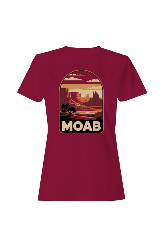 Moab Desert Landscape Retro Sunset T-Shirt Cardinal Red, Cotton, M