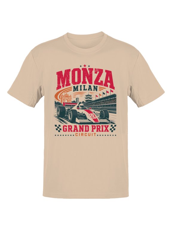 Monza Milan Grand Prix Racing Men's T-Shirt Natural, Cotton, L