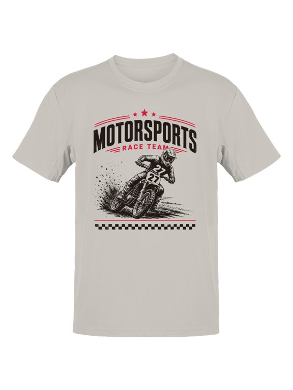 Motorsports Race Team Men's T-Shirt Ice Grey, Cotton, S