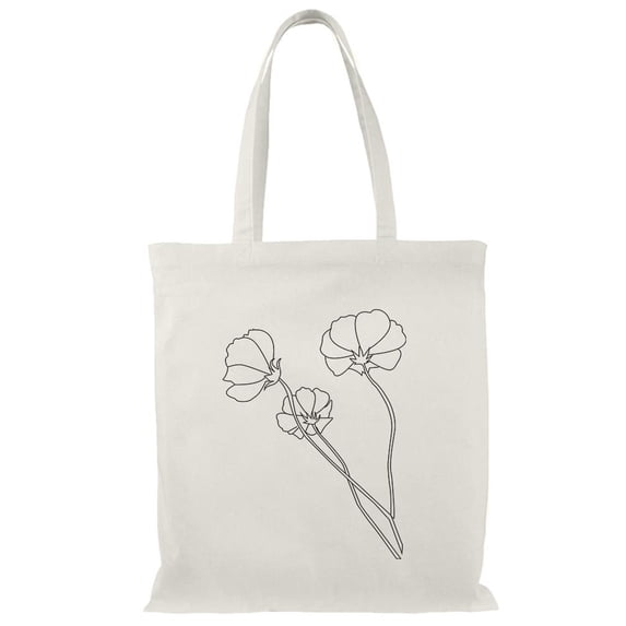 Smartprints Nature Windflower Lineart Tote Bag - Image by Shutterstock, One Size Cotton Canvas Tote Bag