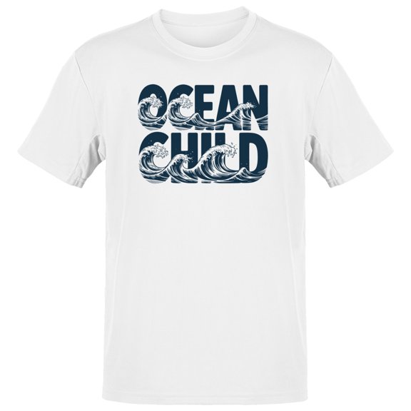 Smartprints Ocean Child Wave Surf Art Men's T-Shirt White, Cotton, S