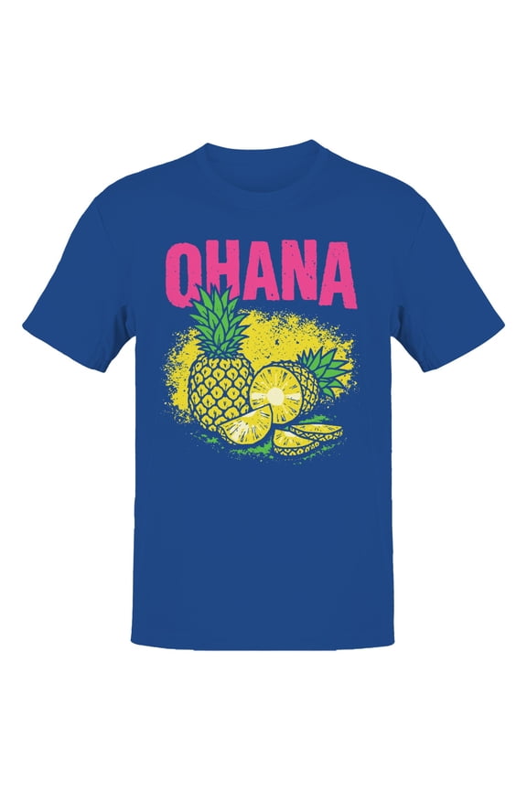 Ohana Pineapple Men's T-Shirt Royal Blue, Cotton, L