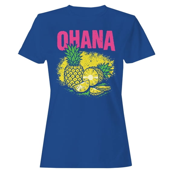 Smartprints Ohana Pineapple Tropical Women's T-Shirt Royal Blue, Cotton, S