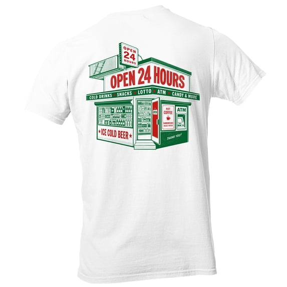 Smartprints Open 24 Hours Convenience Store Men's T-Shirt White, Cotton, S