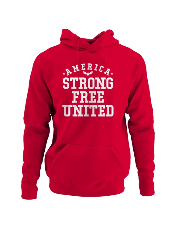 Patriotic Eagle - America Strong Free Men's Hoodie Red, Cotton, XL