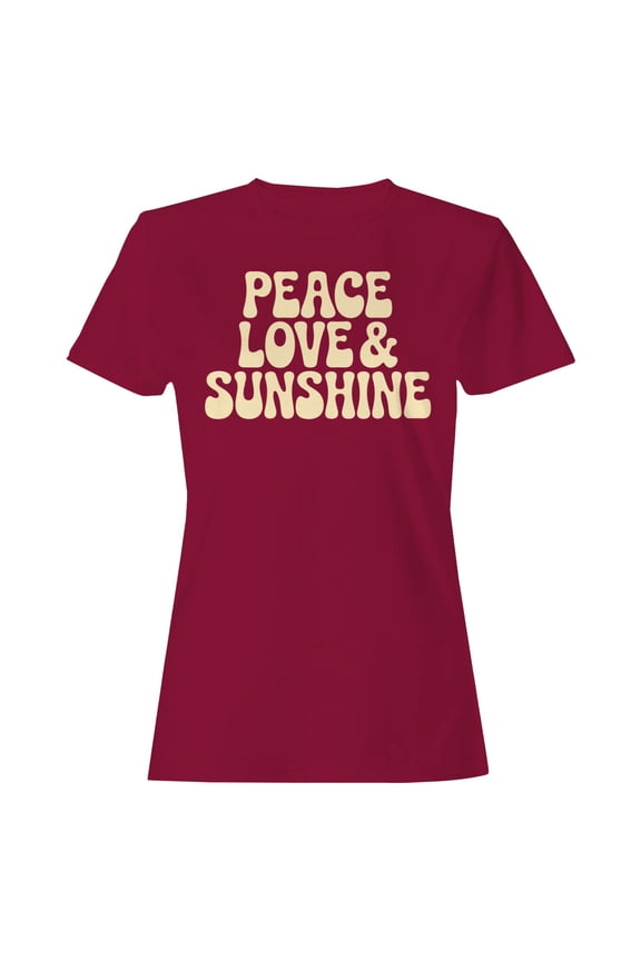 Peace Love & Sunshine Women's T-Shirt Cardinal Red, Cotton, L