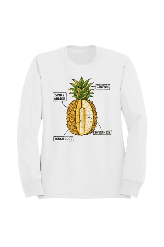 Pineapple Anatomy Men's Sweatshirt White, Cotton, L