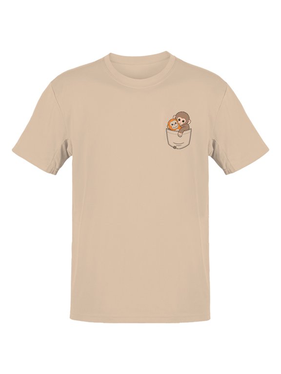 Pocket Monkey Stuffed Toy Men's T-Shirt Natural, Cotton, S
