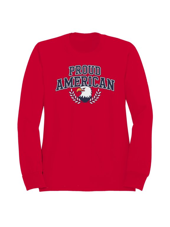 Proud American Bald Eagle Emblem Men's Sweatshirt, Red, M