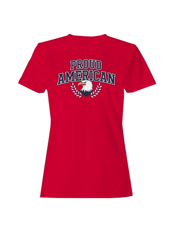 Proud American Bald Eagle Emblem Women's T-shirt, Red, S