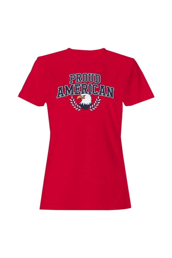 Proud American Bald Eagle Emblem Women's T-shirt, Red, S