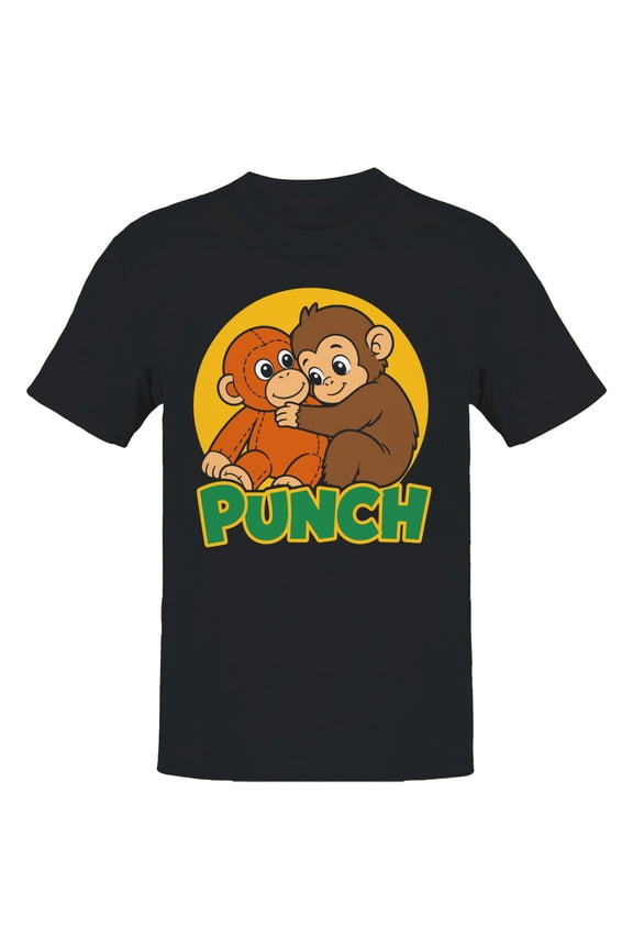 Punch Cartoon Monkey Men's T-Shirt Black, Cotton, XL