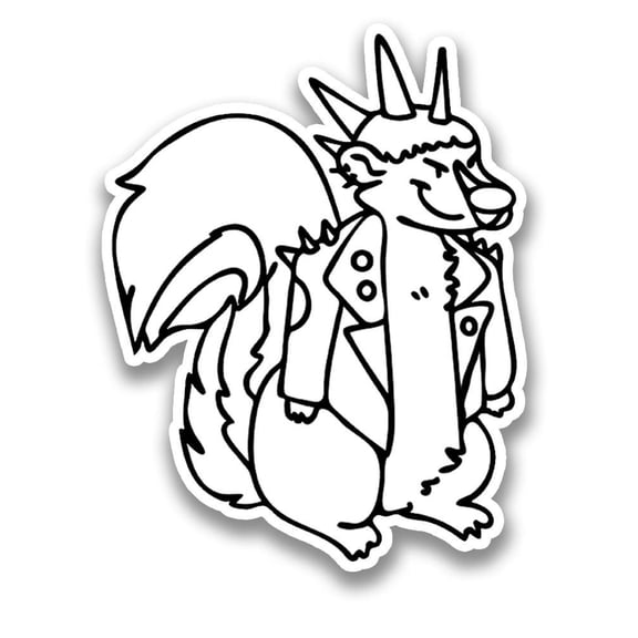 Smartprints Punk Rock Skunk Lineart Sticker -Image by Shutterstock, Vinyl Sticker