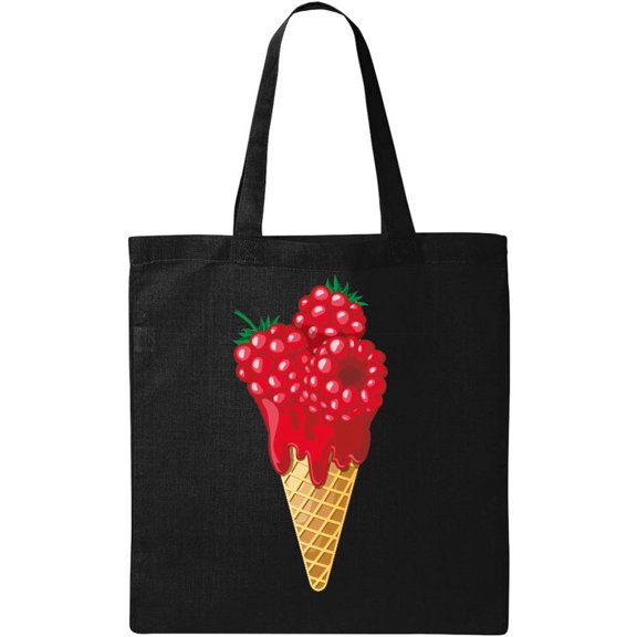 Smartprints Raspberry Ice Cream Tote Bag - Image by Shutterstock, One Size Cotton Canvas Tote Bag