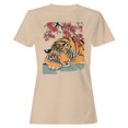 thumbnail image 1 of Smartprints Resting Tiger & Cherry Blossoms Women's T-Shirt Natural, Cotton, S, 1 of 3
