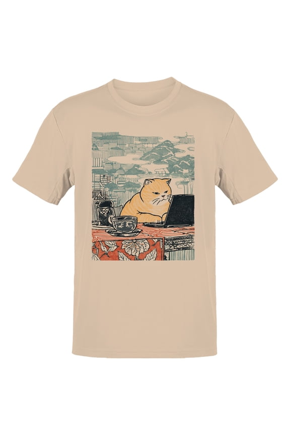 Retro Cat Working Men's T-Shirt Natural, Cotton, XL