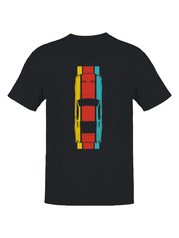 Retro Sports Car Stripe Art Men's T-Shirt Black, Cotton, S