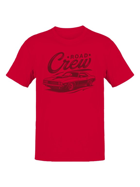 Road Crew Muscle Car Illustration Men's T-Shirt Red, Cotton, L