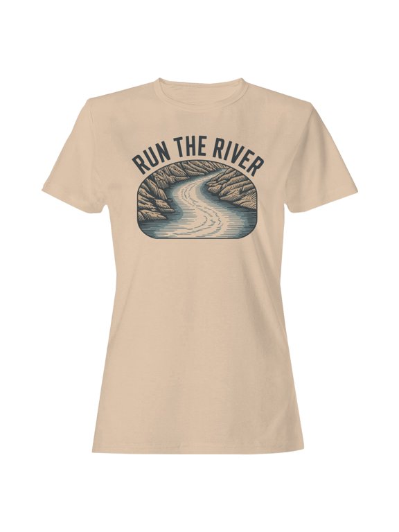 Run the River Women's T-Shirt Natural, Cotton, XL