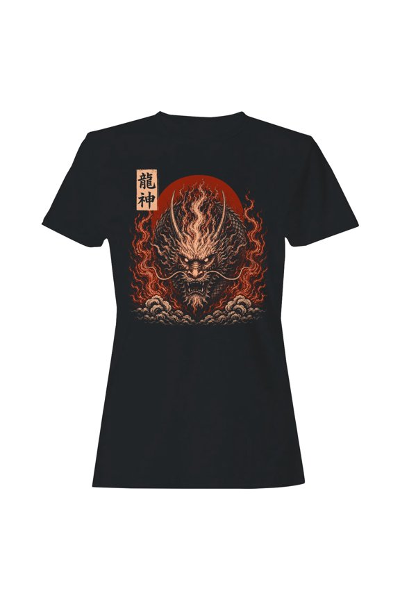Ryujin Dragon Head Women's T-Shirt Black, Cotton, S