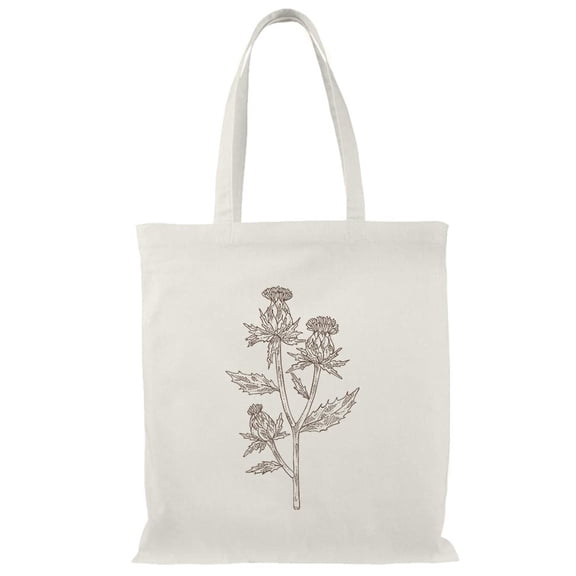 Smartprints Safflower Sketch Tote Bag - Image by Shutterstock, One Size Cotton Canvas Tote Bag
