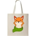 thumbnail image 1 of Smartprints Scarfed Fox Tote Bag - Image by Shutterstock, One Size Cotton Canvas Tote Bag, 1 of 4