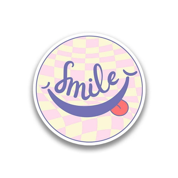 Smartprints Smile Hippie Checkered Sticker -Image by Shutterstock, Vinyl Sticker