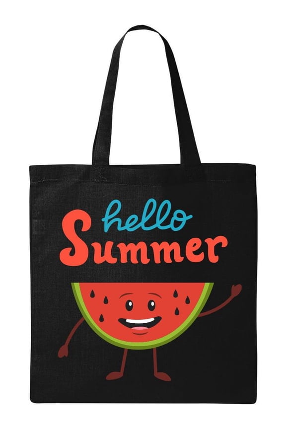 Smiling Summer Watermelon Tote Bag - Image by Shutterstock, One Size Cotton Canvas Tote Bag