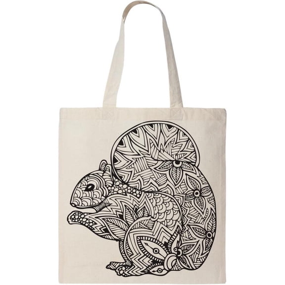 Smartprints Squirrel In Zentangle Style Tote Bag - Image by Shutterstock, One Size Cotton Canvas Tote Bag